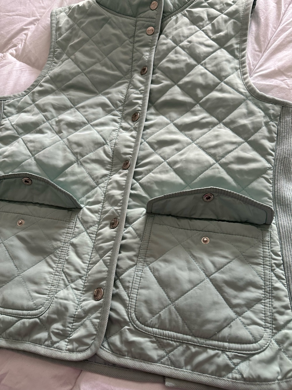 Kenar Quilted Sleeveless Vest in Mint Green size large - Picture 10 of 12